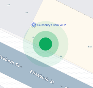 Map around Elizabeth Street.